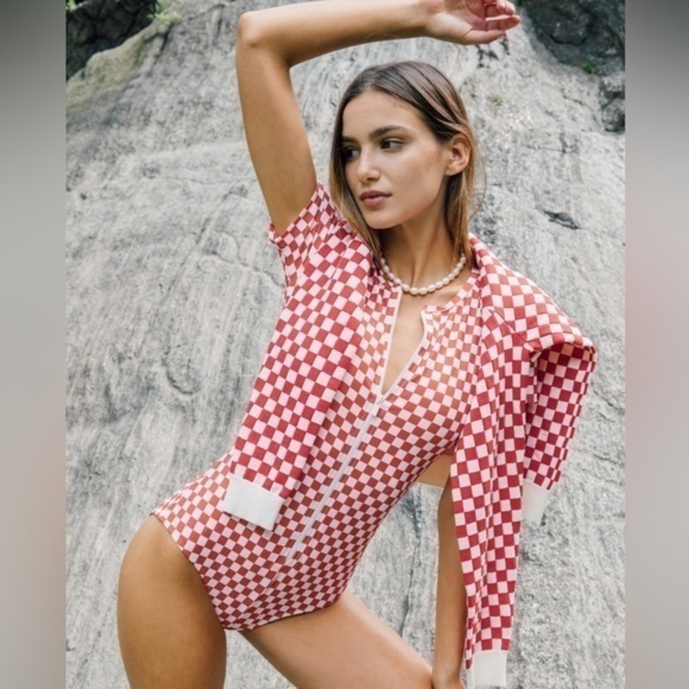 Kule x Cover Short Sleeve Front Zip One Piece Swimsuit